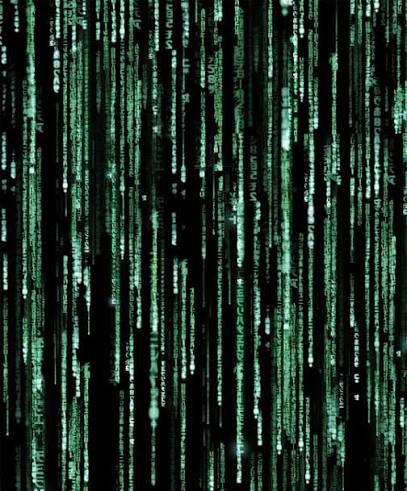 Cascading stream of green digital text representing the flood of online information